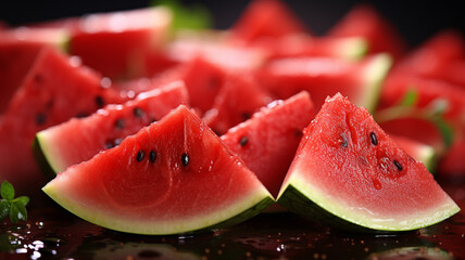 fresh ripe watermelon on black background.
