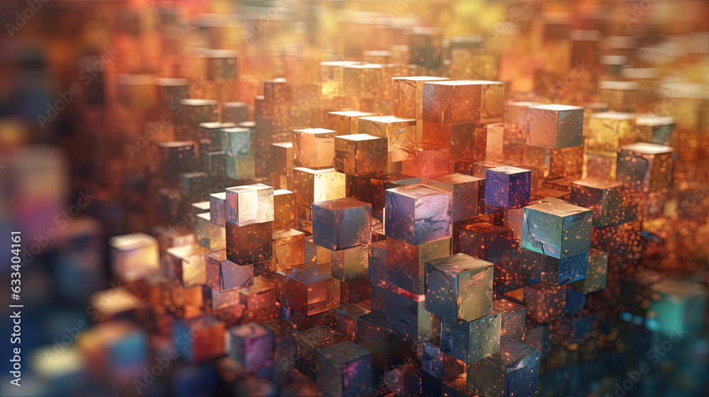 Fototapete Abstract background with structure of cubes. Colorful cubes texture for technology backdrop.