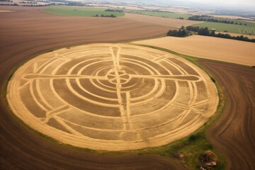 Fototapeta na wymiar top-down view of crop circles resembling ancient symbols