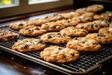 freshly baked cookies on a cooling rack