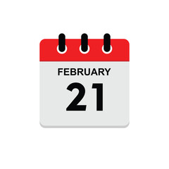 calender icon, 21 february icon with white background