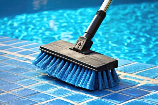 pool brush scrubbing pool tiles