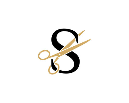 Letter S with Scissor Logo Vector 002
