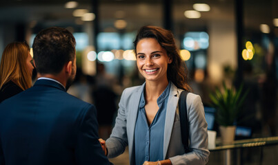 Confident Manager Welcomes New Employee with a Smile