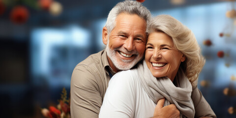 Obraz premium Golden Years Bliss: Smiling Senior Couple Portrait
