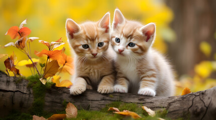Naklejka na ściany i meble Enchanting Feline Charm: Adorable Cats in Playful Moments