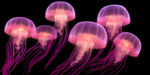 Fototapeta premium A colorful jellyfish - Generative AI