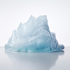 A massive iceberg floating in a serene body of water
