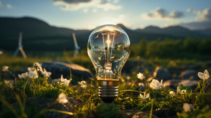 light bulb in the forest - Powered by Adobe