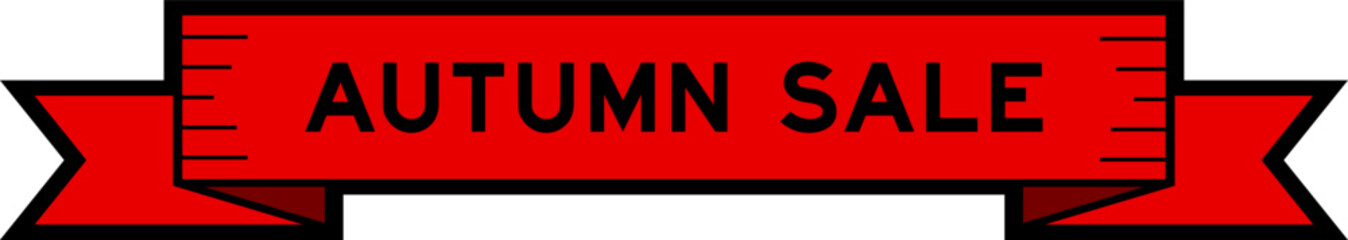 Ribbon label banner with word autumn sale in red color on white background