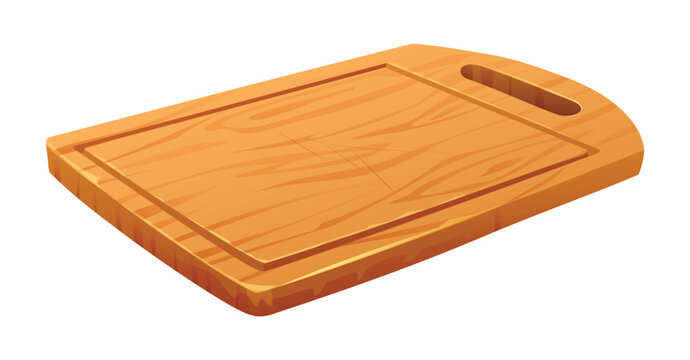 recommend clip art: Wooden cutting board. Kitchenware vector illustration isolated on white