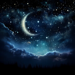 Fototapeta na wymiar Crescent Moon and Star