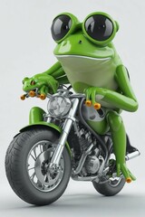 a frog on a motorcycle