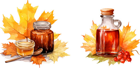 Maple syrup clipart, isolated vector illustration. - obrazy, fototapety, plakaty