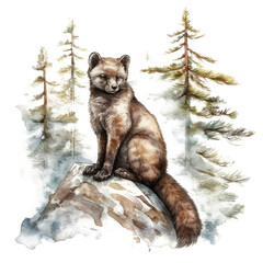 Naklejka premium Woodland Animals Clipart Watercolor, Clipart for Commercial use, Transparent PNGs, made with AI generative technology