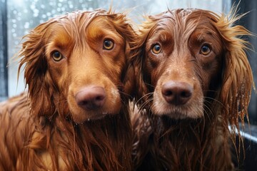 close-up of dogs wet fur with shampoo