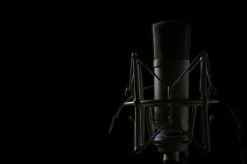 condenser microphone on a black background