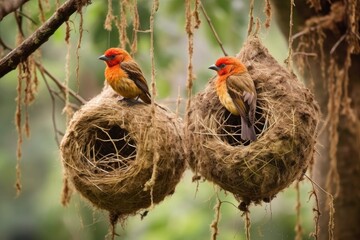weaver birds nest hanging from tree branch