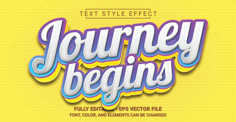 Journey Begins Text Style Effect. Editable Graphic Text Template.