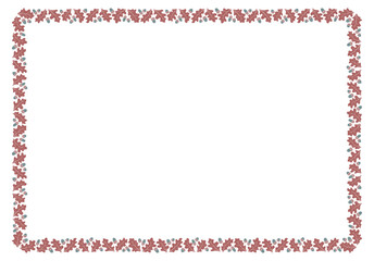 Letter frame with oak leaves and acorns. Rectangular border. Vector on transparent background.