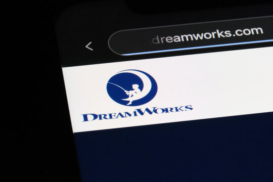 Shanghai,China-August 9th 2023: DreamWorks Animation brand logo on official website. American animation studio