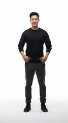 Full shot of professional looking 32 year old male. Work, job, outfit. Isolated on white background.