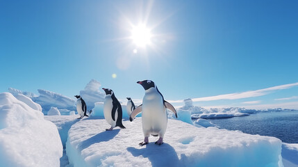Penguins in polar regions - obrazy, fototapety, plakaty