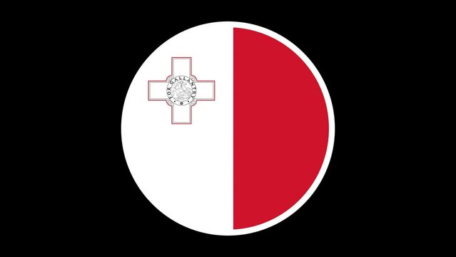 Malta round flag reveal animation  