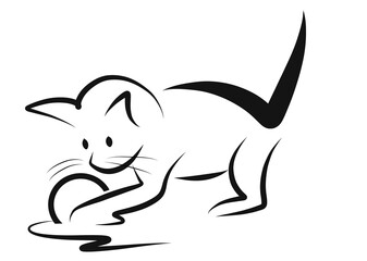 cat playing with wool,   squirrel with acorn