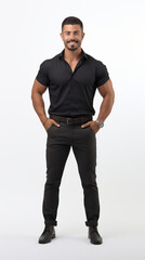 Fototapeta premium Full shot of professional looking 32 year old male. Work, job, outfit. Isolated on white background.