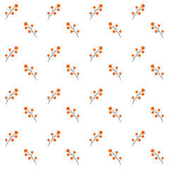 Seamless pattern of twigs with berries in a flat style. Vector illustration.