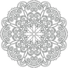 Circular pattern in the form of a mandala. Henna tatoo mandala. Mehndi style. Decorative pattern in oriental style. Coloring book page.
