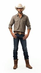 Fototapeta premium Full shot of professional looking 32 year old male. Work, job, outfit. Isolated on white background.