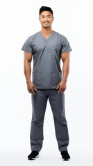 Full shot of professional looking 32 year old male. Work, job, outfit. Isolated on white background.