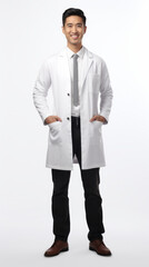 Full shot of professional looking 32 year old male. Work, job, outfit. Isolated on white background.