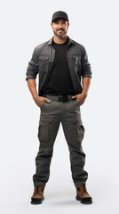 Fototapeta premium Full shot of professional looking 32 year old male. Work, job, outfit. Isolated on white background.
