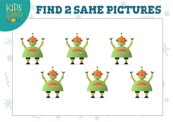 Obraz na płótnie Canvas Find two same pictures kids game vector illustration