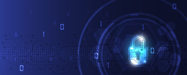 Network protection concept on abstract technology background. Protection data security concept. Cybersecurity digital Protection system innovation concept.