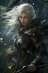 Elven Archer's Silver Hair Storm