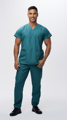 Fototapeta premium Full shot of professional looking 32 year old male. Work, job, outfit. Isolated on white background.