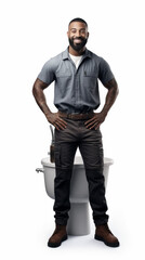 Full shot of professional looking 32 year old male. Work, job, outfit. Isolated on white background.
