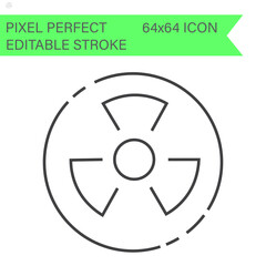 Radioactive, Nuclear power plant, Atomic icon vector .ecology icons .Editable Stroke. 64x64 Pixel Perfect.