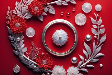 Red and white flower. Generative AI