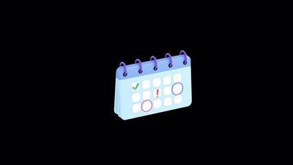 Calendar flip. Schedule, business event concept 3d animation. ALPHA channel. Appointment, important date, Timetable. time management, organize meeting. Planning strategy. Animated stock video