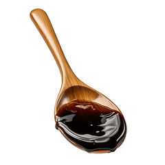 Balsamic Vinegar Dripping off Wooden Spoon isolated