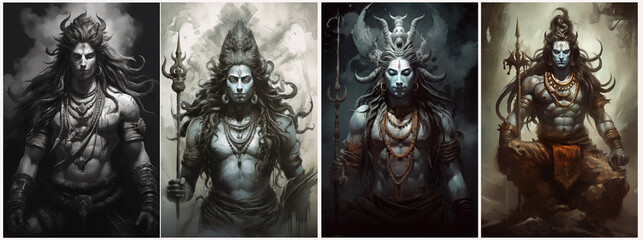 Hindu mythology god SHIVA. Created with Generative AI technology.	
