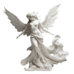 Porcelain Angel Statue isolated, Decorative Figure