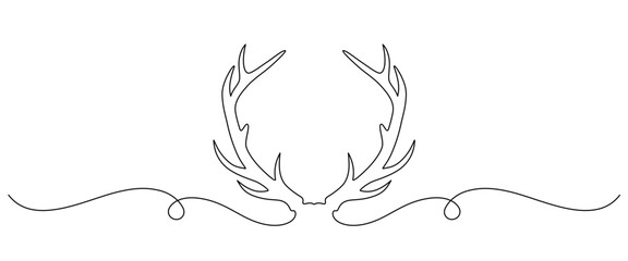 deer antlers line art style. Christmas element vector