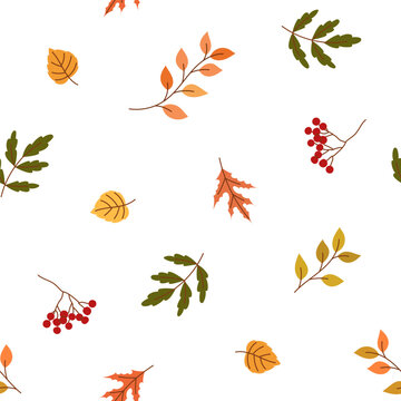 Simple seamless pattern with autumn leaves