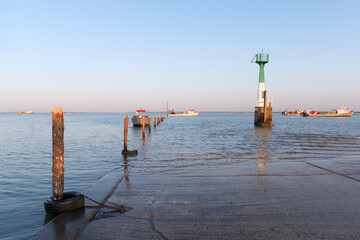 High tide in the Charron harbor  Charente-Maritime coast	